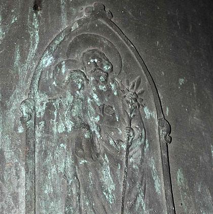 Laurentiuskapelle Wolferstadt: Detail der Josephglocke, gegossen von Heinrich Ulrich, Apolda & Kempten. Bild: Thomas Winkelbauer